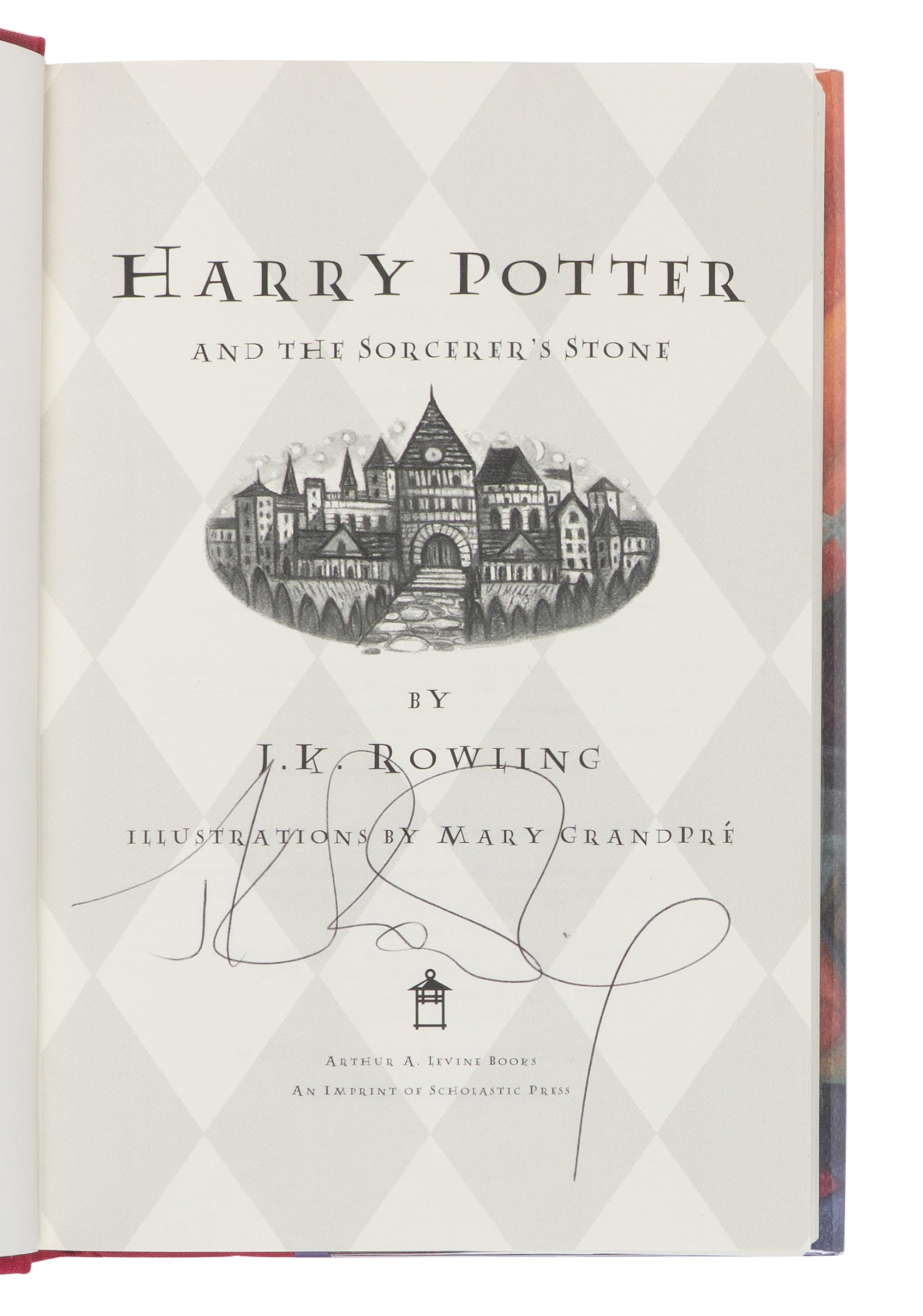 ROWLING, J.K. (b. 1965). A group of the first 3 Harry Potter titles, ALL SIGNED, comprising: