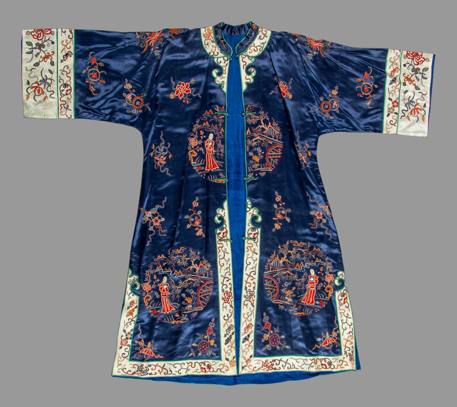 Two Chinese Embroidered Silk Lady's Robes