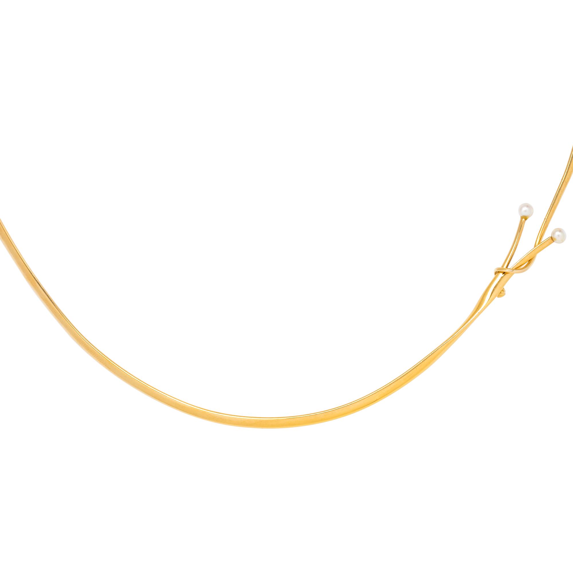 GEORG JENSEN, VIVIANNA TORUN, YELLOW GOLD AND CULTURED PEARL COLLAR NECKLACE