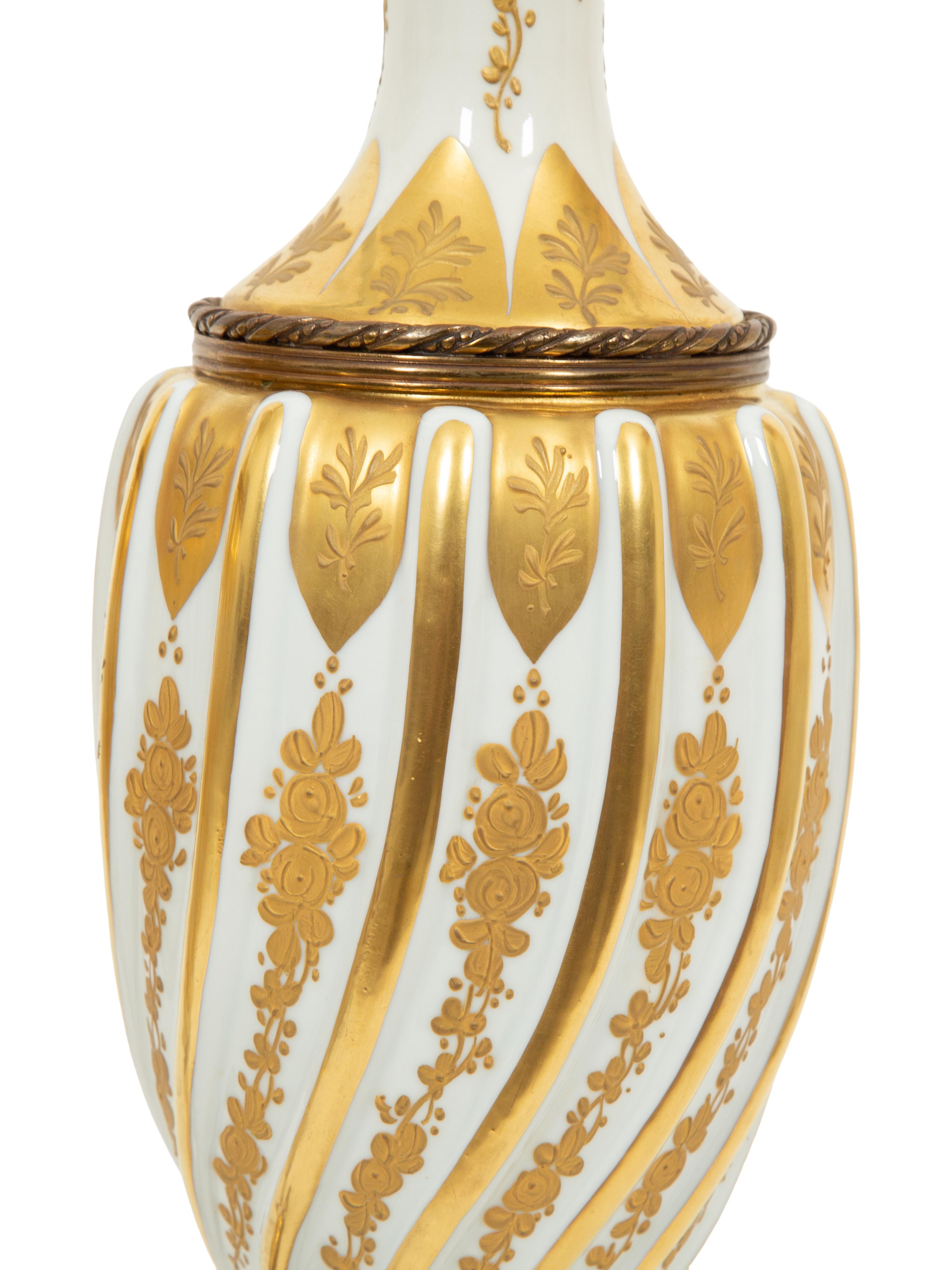 A Pair of Gilt Bronze Mounted Paris Porcelain Vases