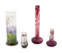 Two Stick Vases, together with two Daum-Style cabinet vases