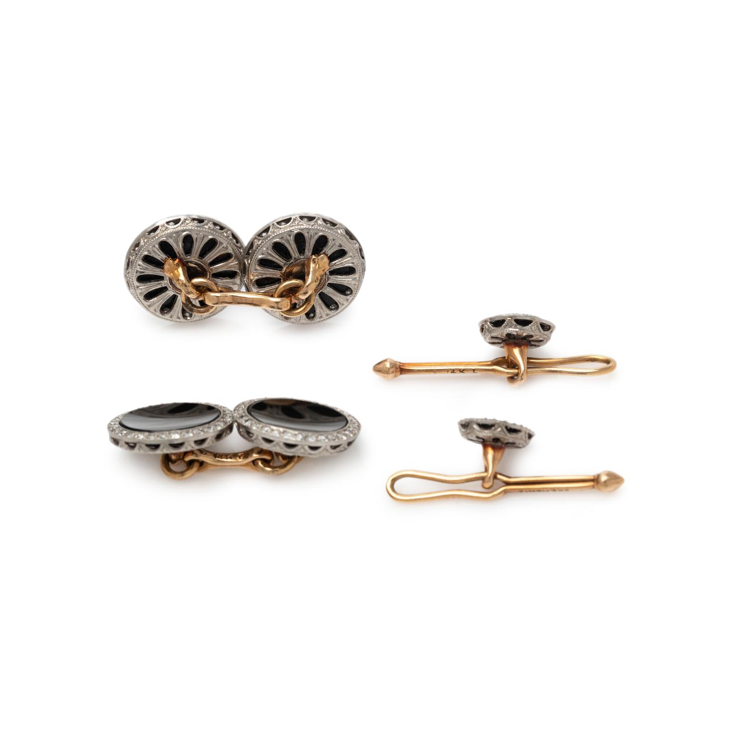 KREMENTZ & CO., ONYX AND DIAMOND DRESS SET
