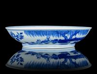 A Blue and White Porcelain 'Three Friends' Plate