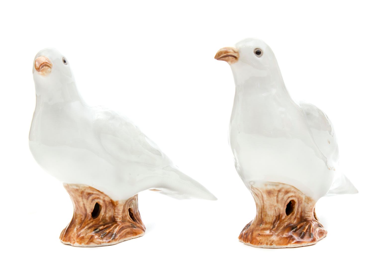 A Pair of Chinese Porcelain Figures of Doves — 19TH CENTURY