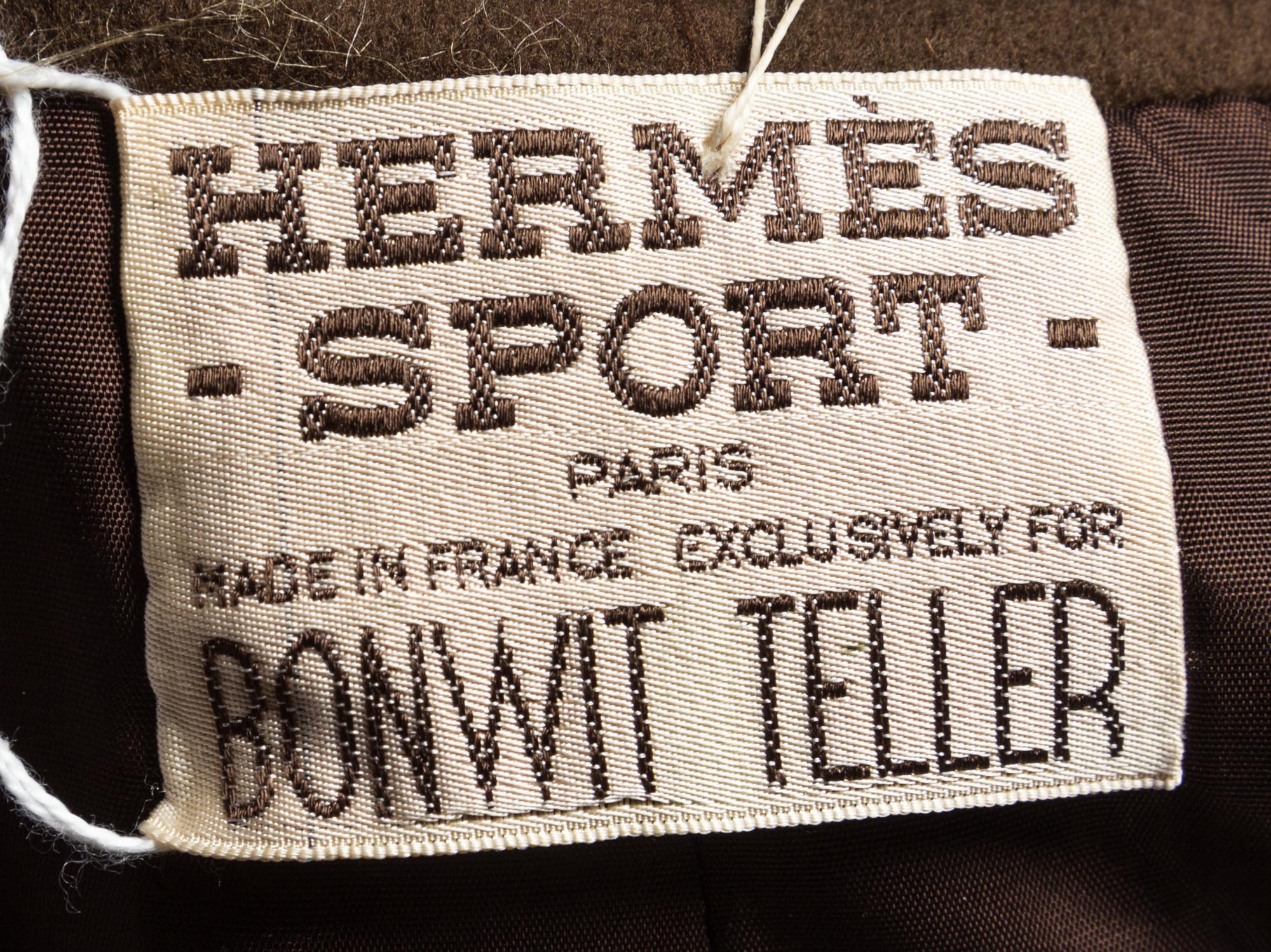 An Hermes Brown Wool A-line Skirt, Size 40.