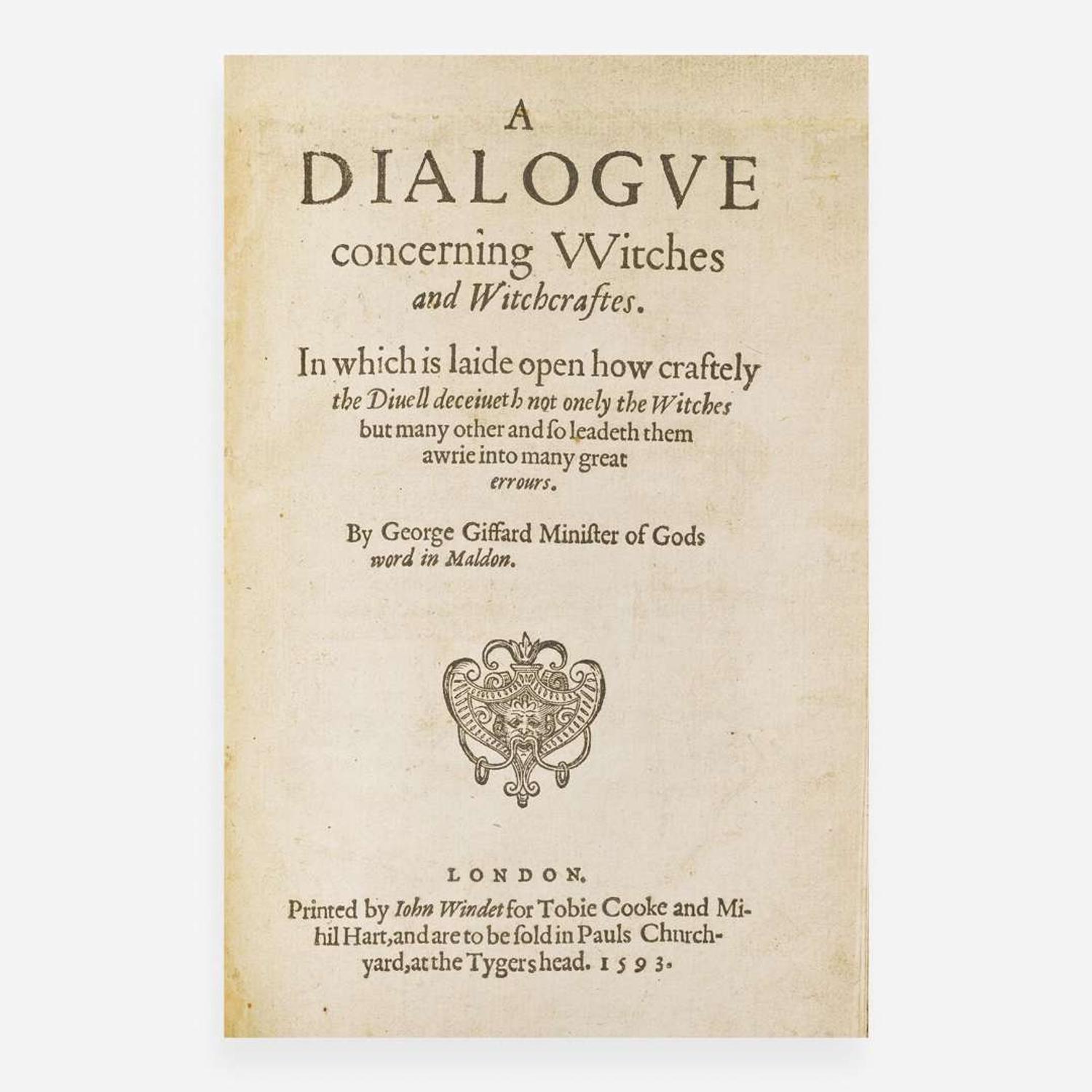 [Curiosa] [North, Frederick, Lord] Giffard, George A Dialogue concerning Witches and Witchcraftes...