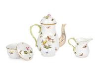 A Herend Rothschild Bird Porcelain Coffee Service