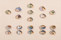 Nineteen Japanese Kai-awase Paint and Gilt Decorated Shell Game Pieces