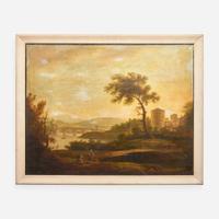 Continental School 19th century Two Works: Figures in Pastoral Landscapes