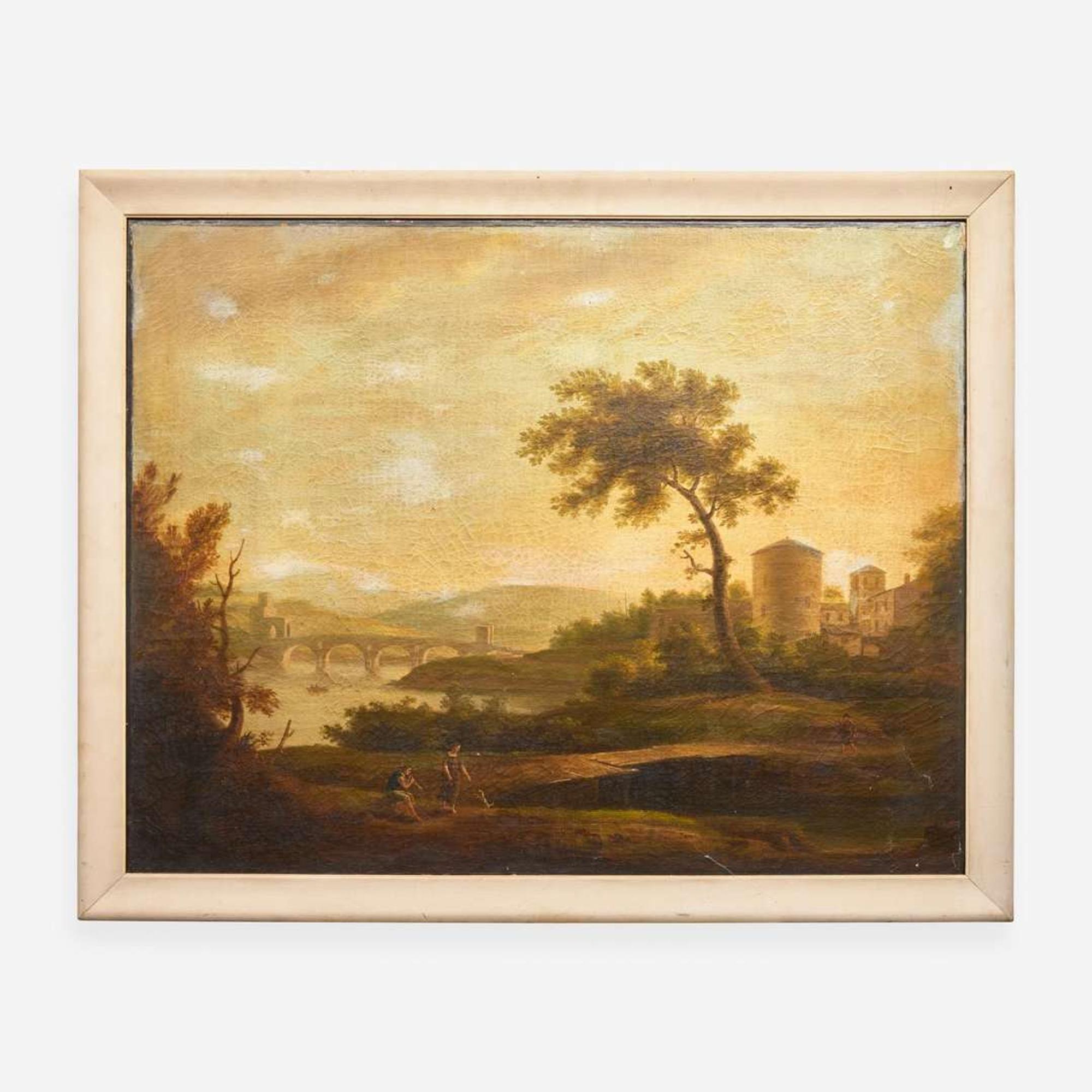 Continental School 19th century Two Works: Figures in Pastoral Landscapes