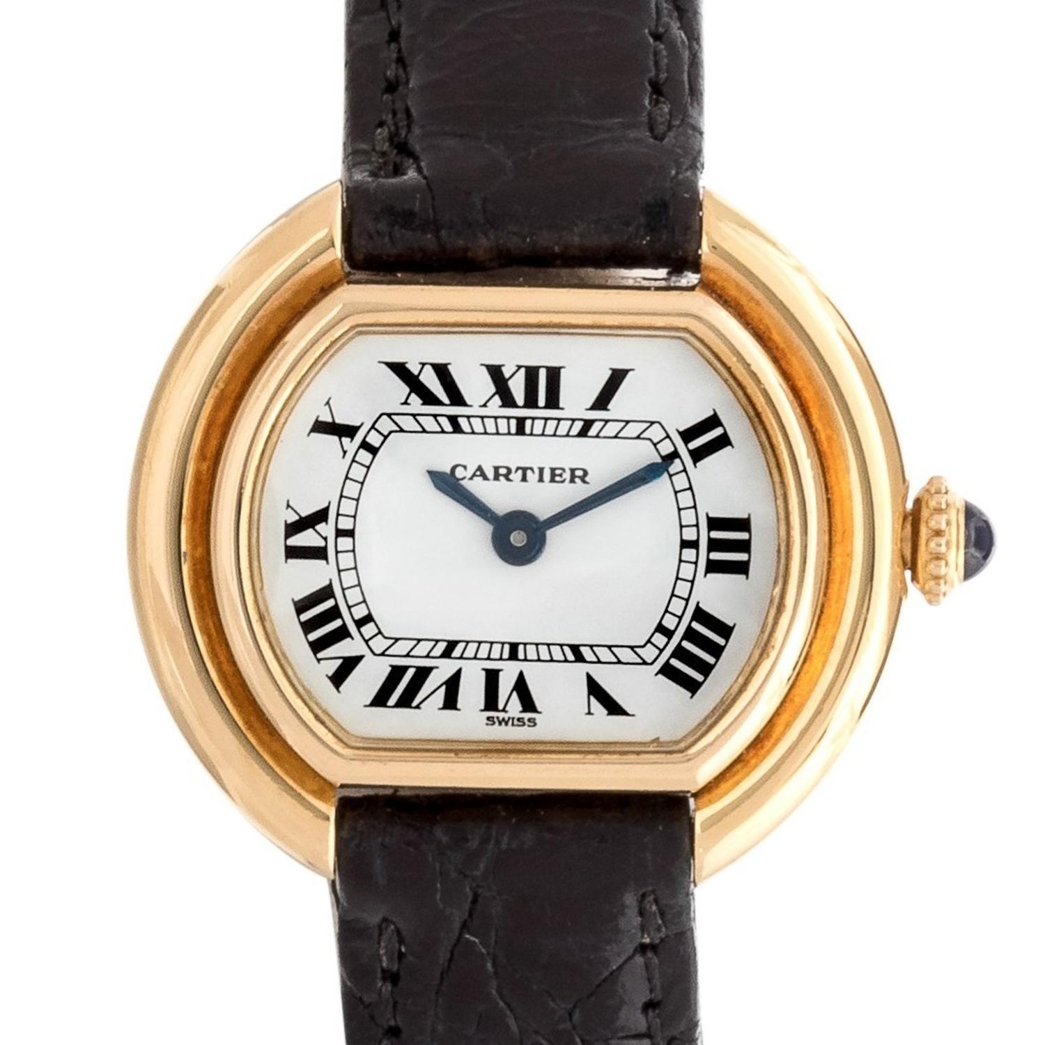 CARTIER, PARIS, 18K YELLOW GOLD 'ELLIPSE' WRISTWATCH