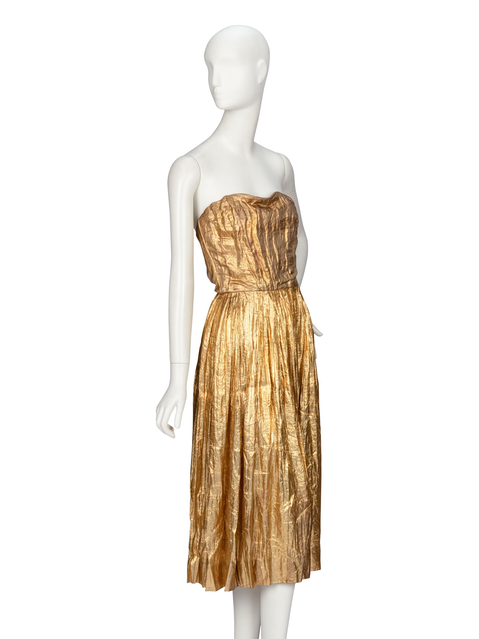 Traina-Norell, Gold Lamé Strapless Gown