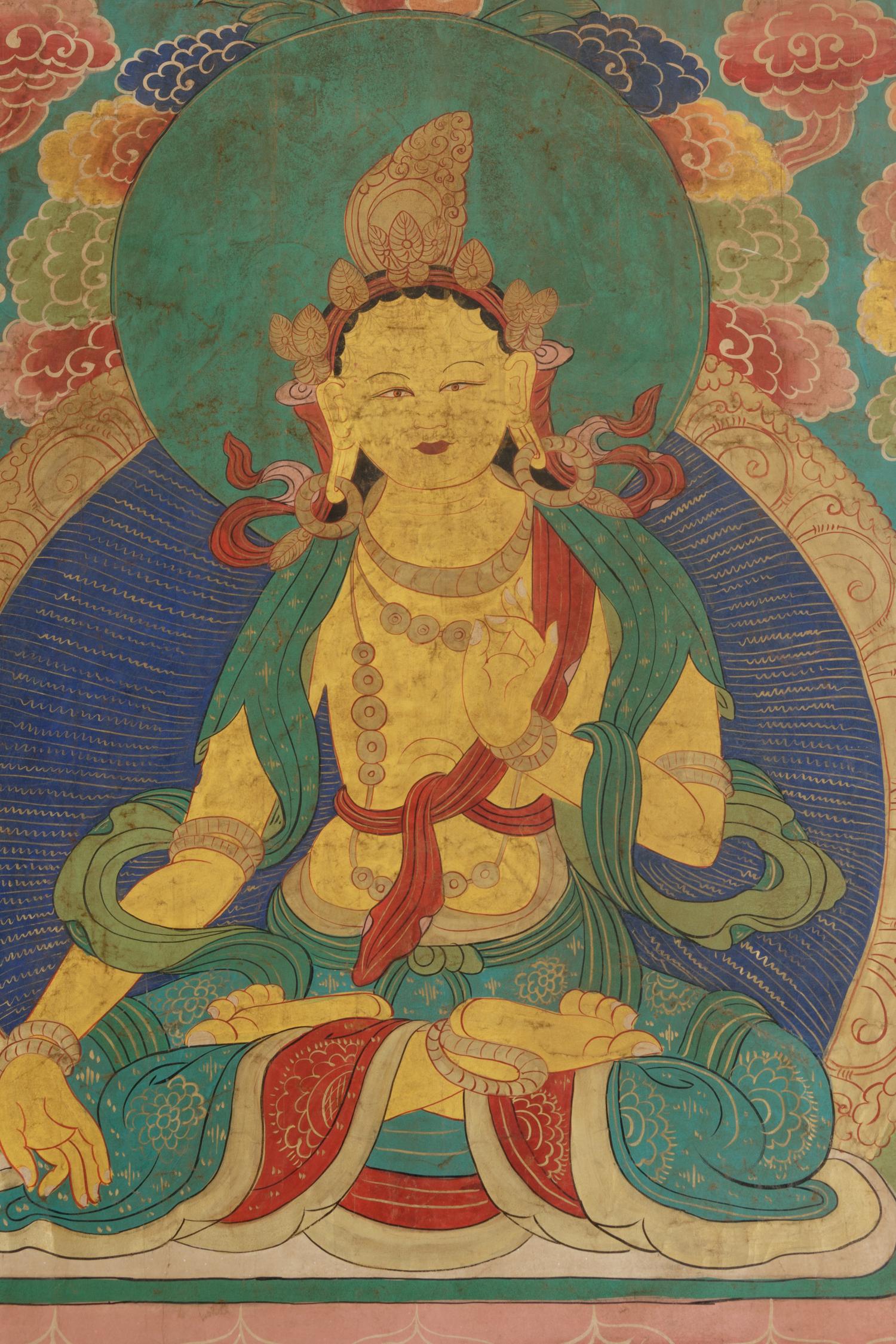 A Large Tibetan Thangka Depicting Green Tara