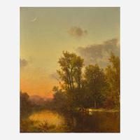 George Herbert McCord (American, 1848-1909) Landscape with Cows and Crescent Moon