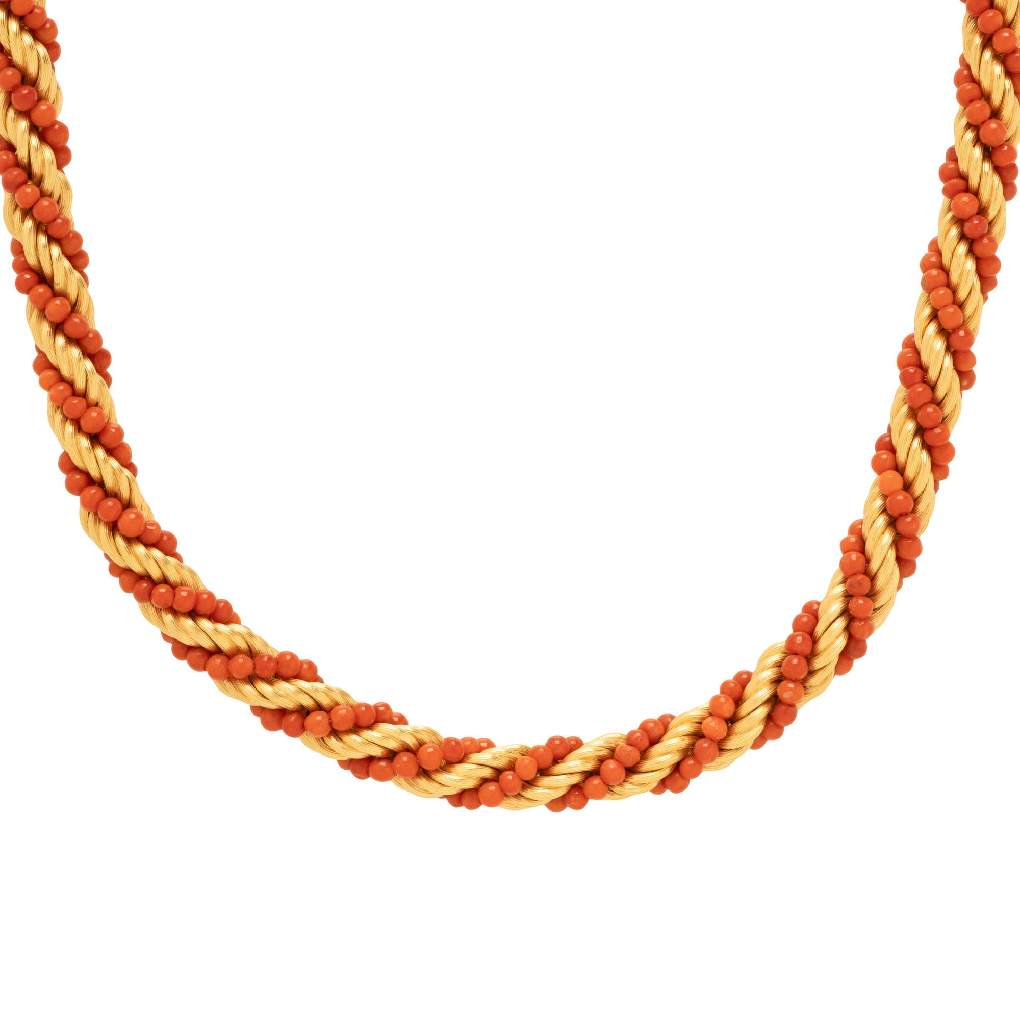 Coral and Yellow Gold Necklace