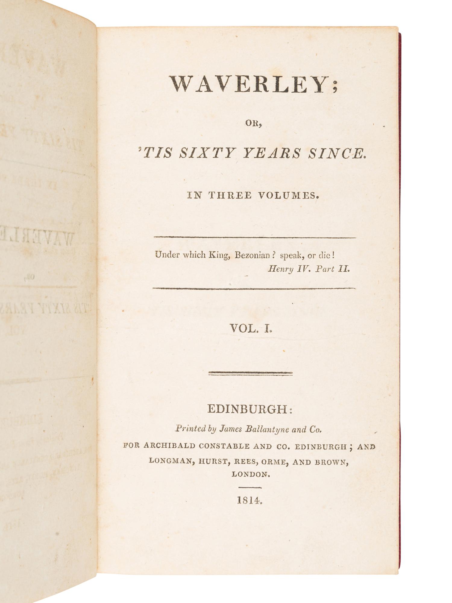 [BINDINGS & SETS]. SCOTT, Walter, Sir (1771-1832). [ The Waverly Novels ]. Edinburgh: Archibald Constable and Co. et al, 1814-1829.