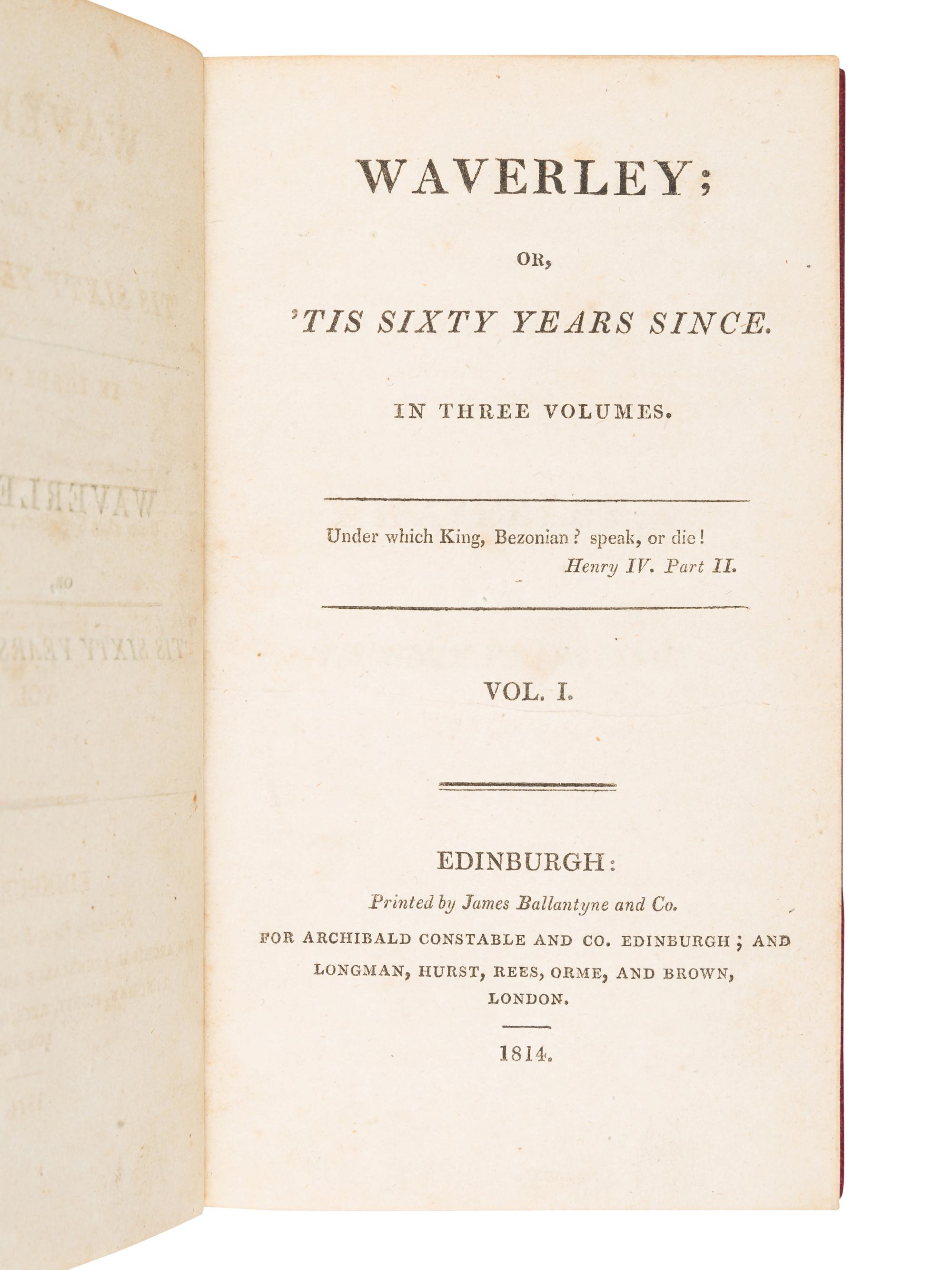 [BINDINGS & SETS]. SCOTT, Walter, Sir (1771-1832). [ The Waverly Novels ]. Edinburgh: Archibald Constable and Co. et al, 1814-1829.