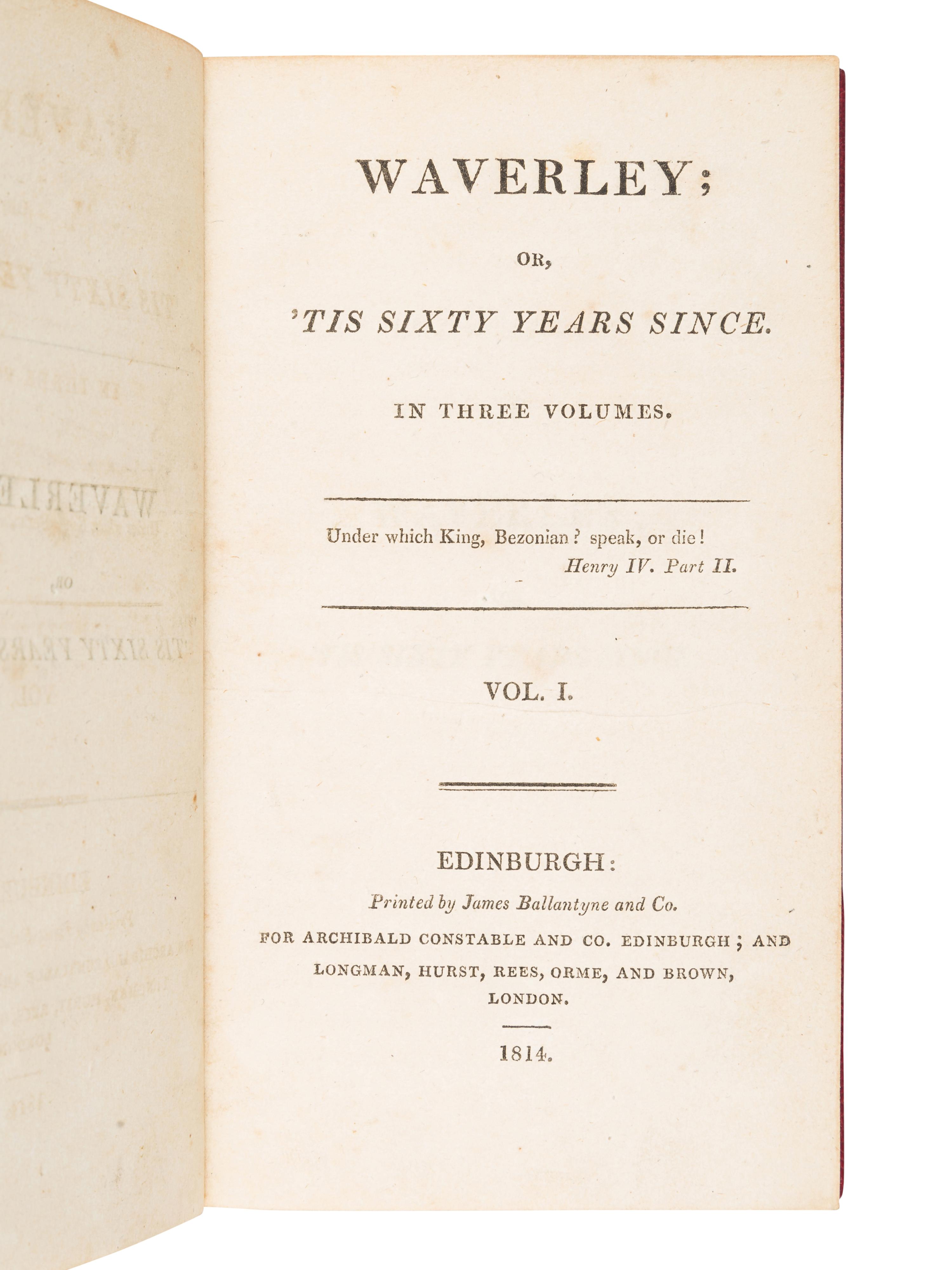 [BINDINGS & SETS]. SCOTT, Walter, Sir (1771-1832). [ The Waverly Novels ]. Edinburgh: Archibald Constable and Co. et al, 1814-1829.