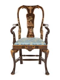 A Queen Anne Style Japanned Armchair