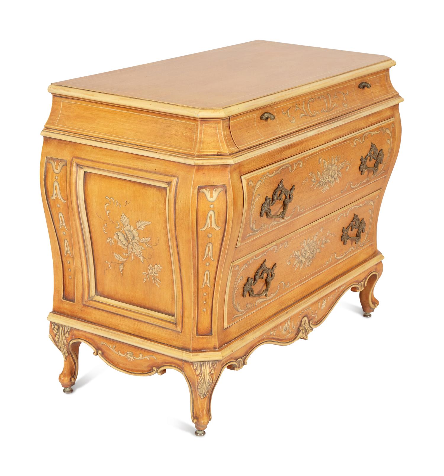 A Venetian Style Painted Bombe Commode by Karges — 20th Century