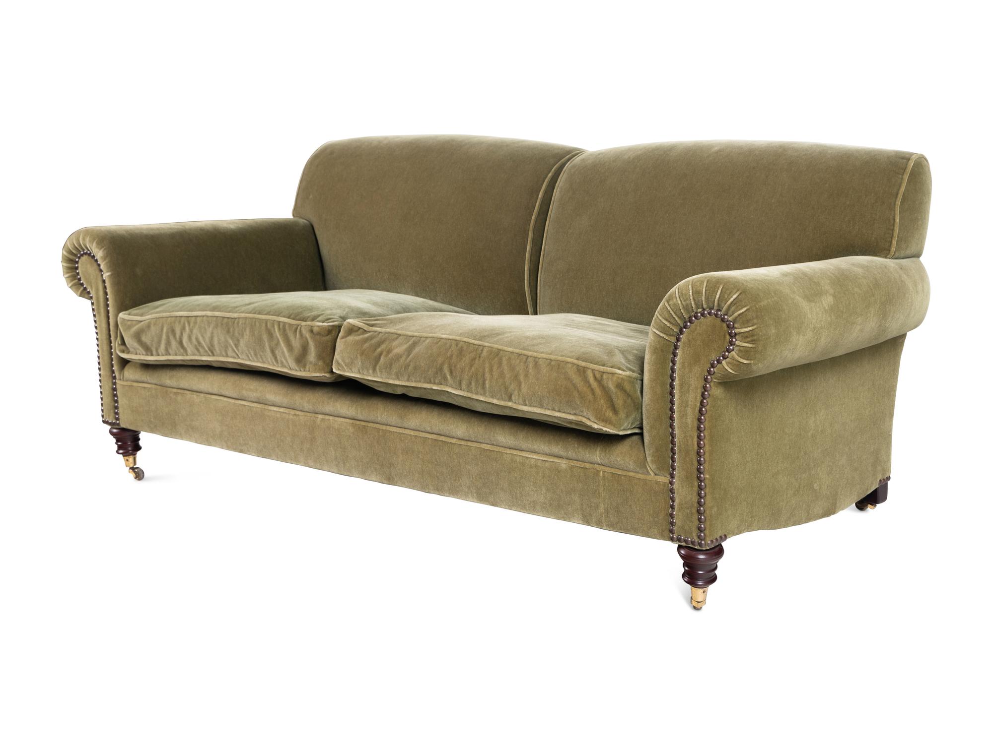 A George Smith Velvet Upholstered Two Seat Sofa