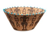 Akimel O'odham Figural Basket, with Blue Padre Beads