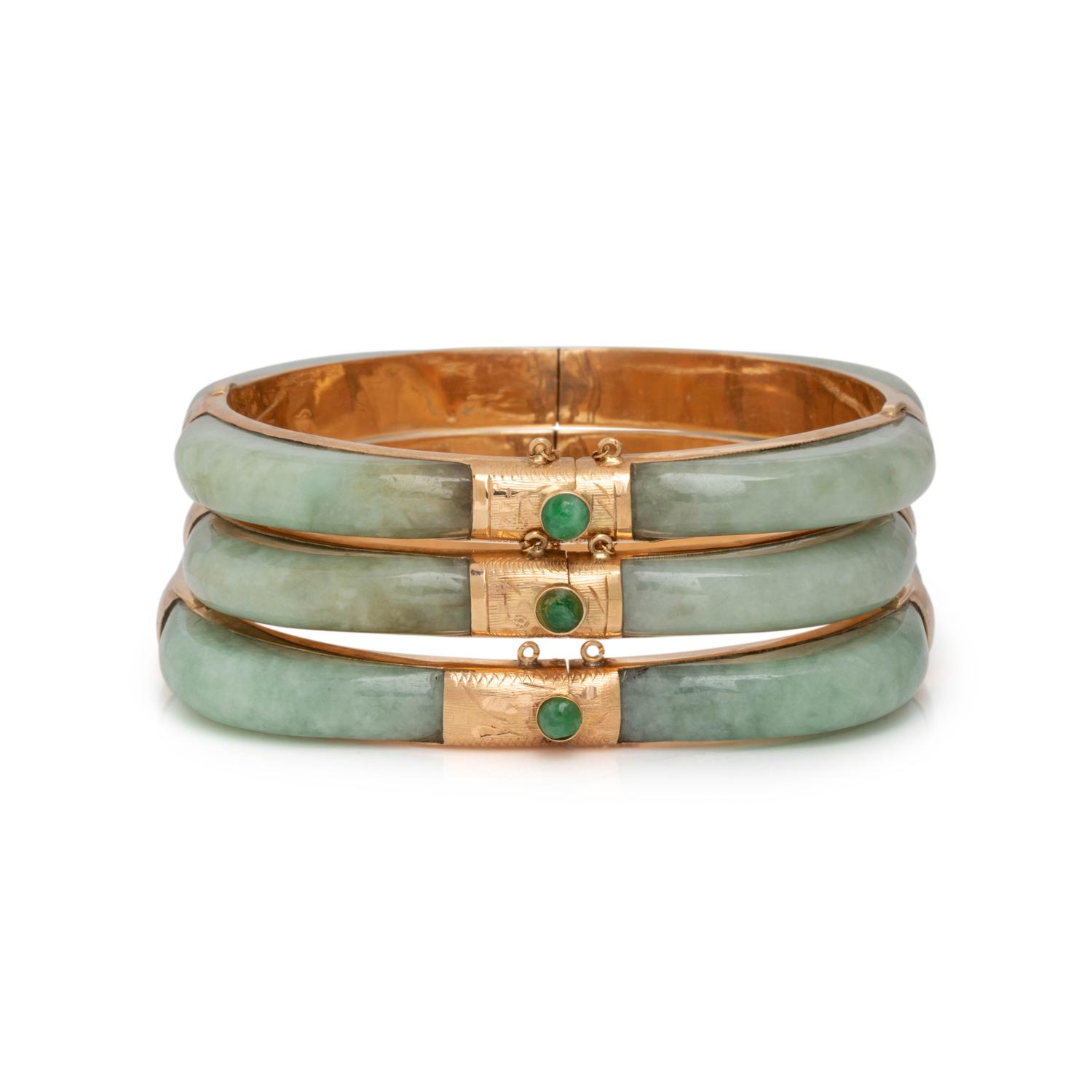 COLLECTION OF JADE BANGLE BRACELETS
