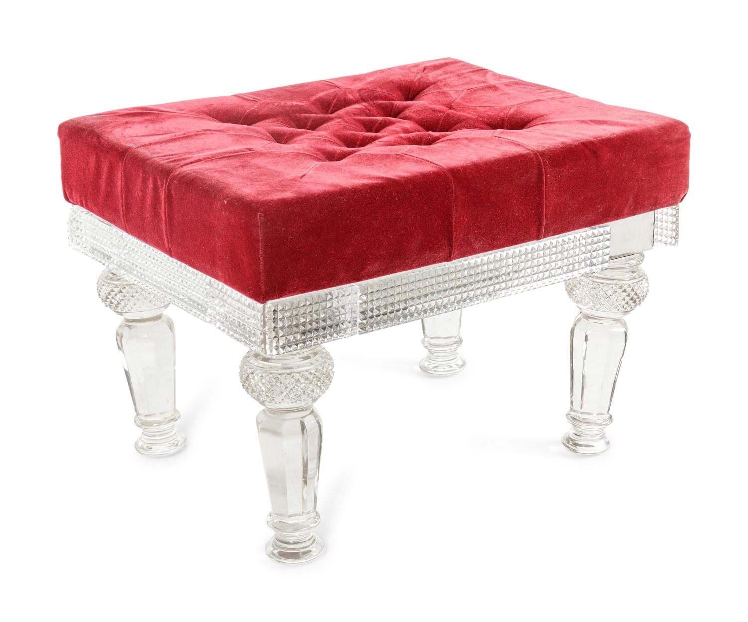 A Cut Glass and Silvered Metal Stool in the Manner of F. and C. Osler