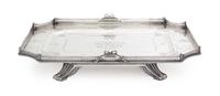 An American Silver Vide Poche, Tiffany & Co., New York, NY, Early 20th Century, of rectangular form with concave corners, the pierced g