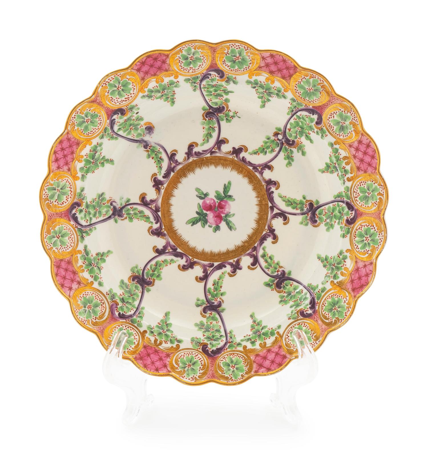 A Worcester Porcelain Dessert Plate — C. 1775