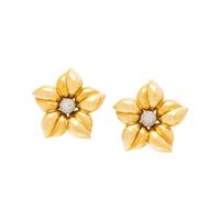 YELLOW GOLD AND DIAMOND FLOWER EARRINGS