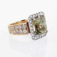 An 18K Gold, Diaspore, and Diamond Ring