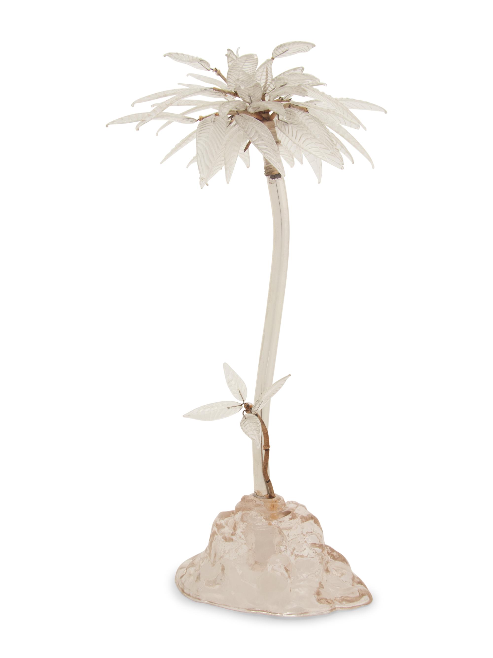 A Contemporary Glass, Acrylic, and Chromed Metal Palm Tree Sculpture