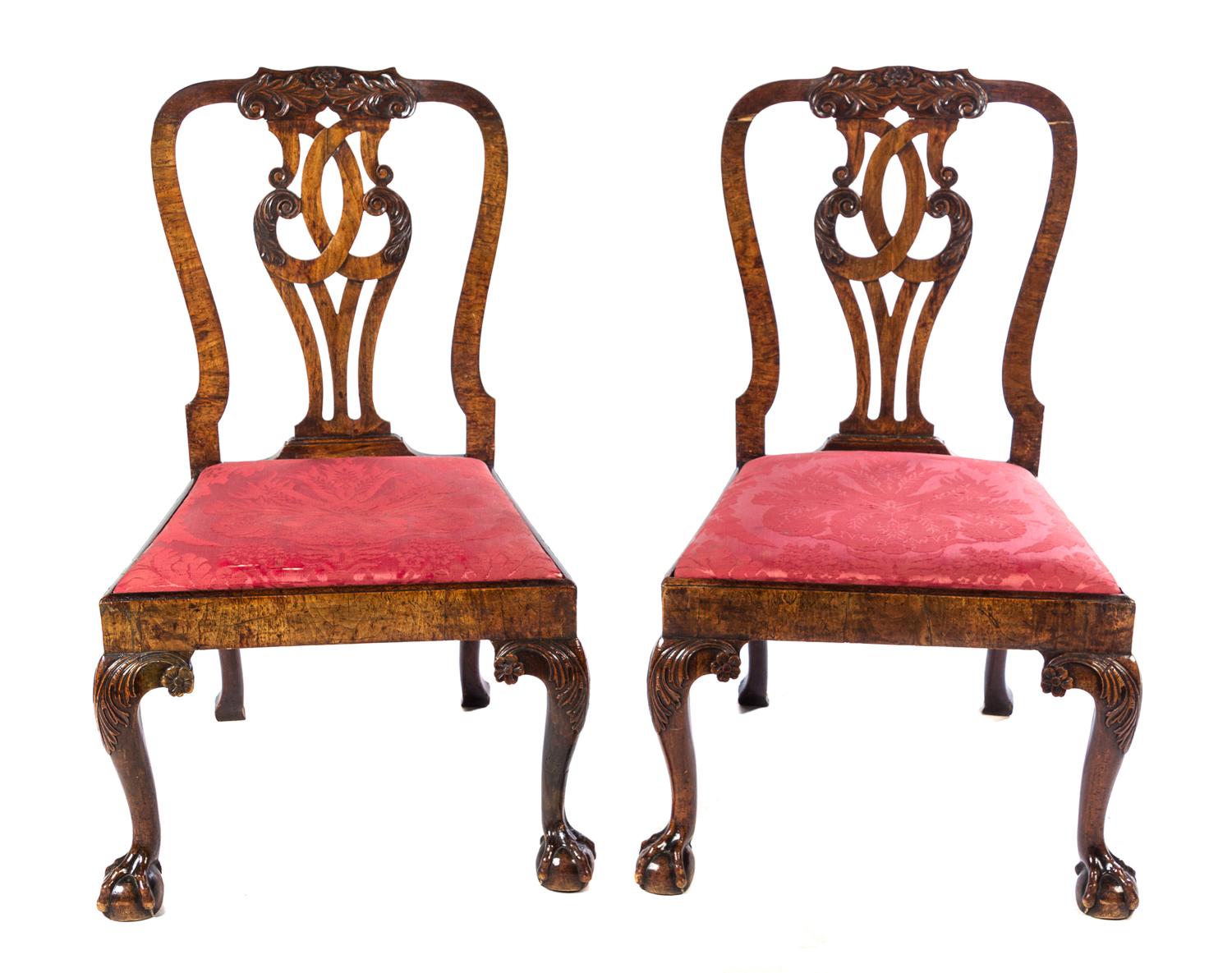 A Pair of Early George III Mahogany Dining Chairs Height 39 3/4 inches. — 18TH CENTURY WITH ALTERATION