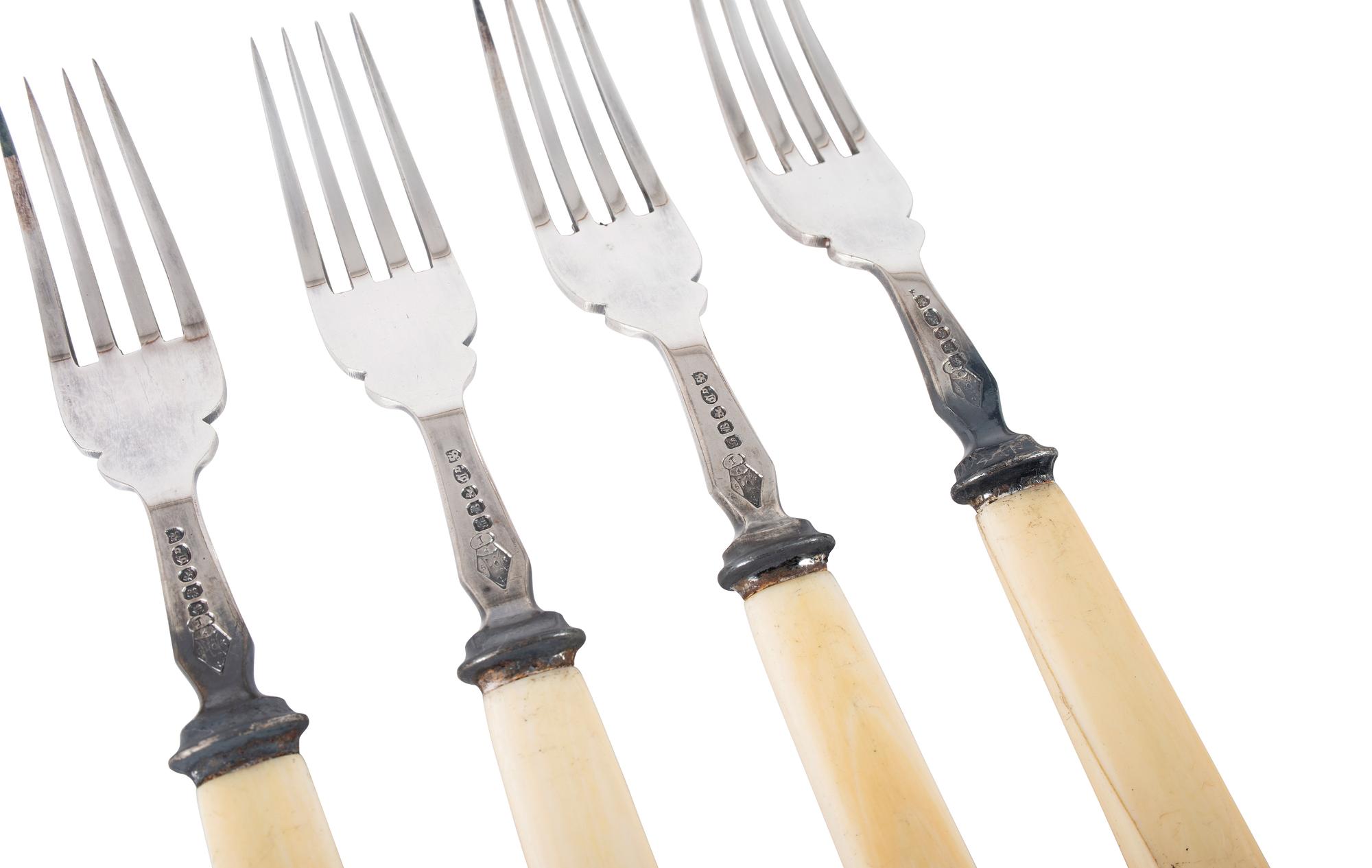 A Group of English Antler and Bone-Handled Flatware and Serving Pieces