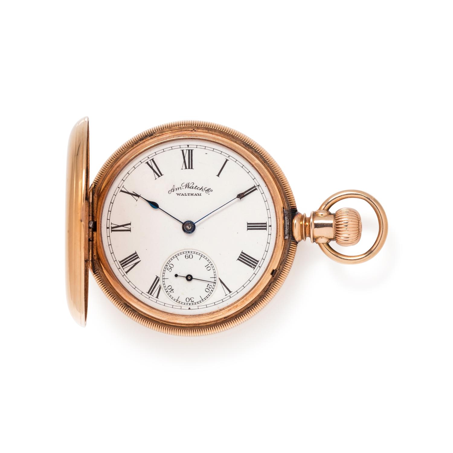 AMERICAN WATCH CO., 14K PINK GOLD HUNTER CASE POCKET WATCH