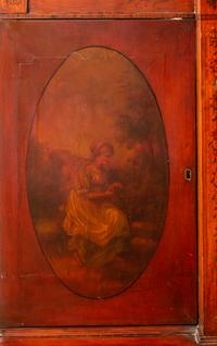 An Edwardian Painted Satinwood Vitrine Cabinet