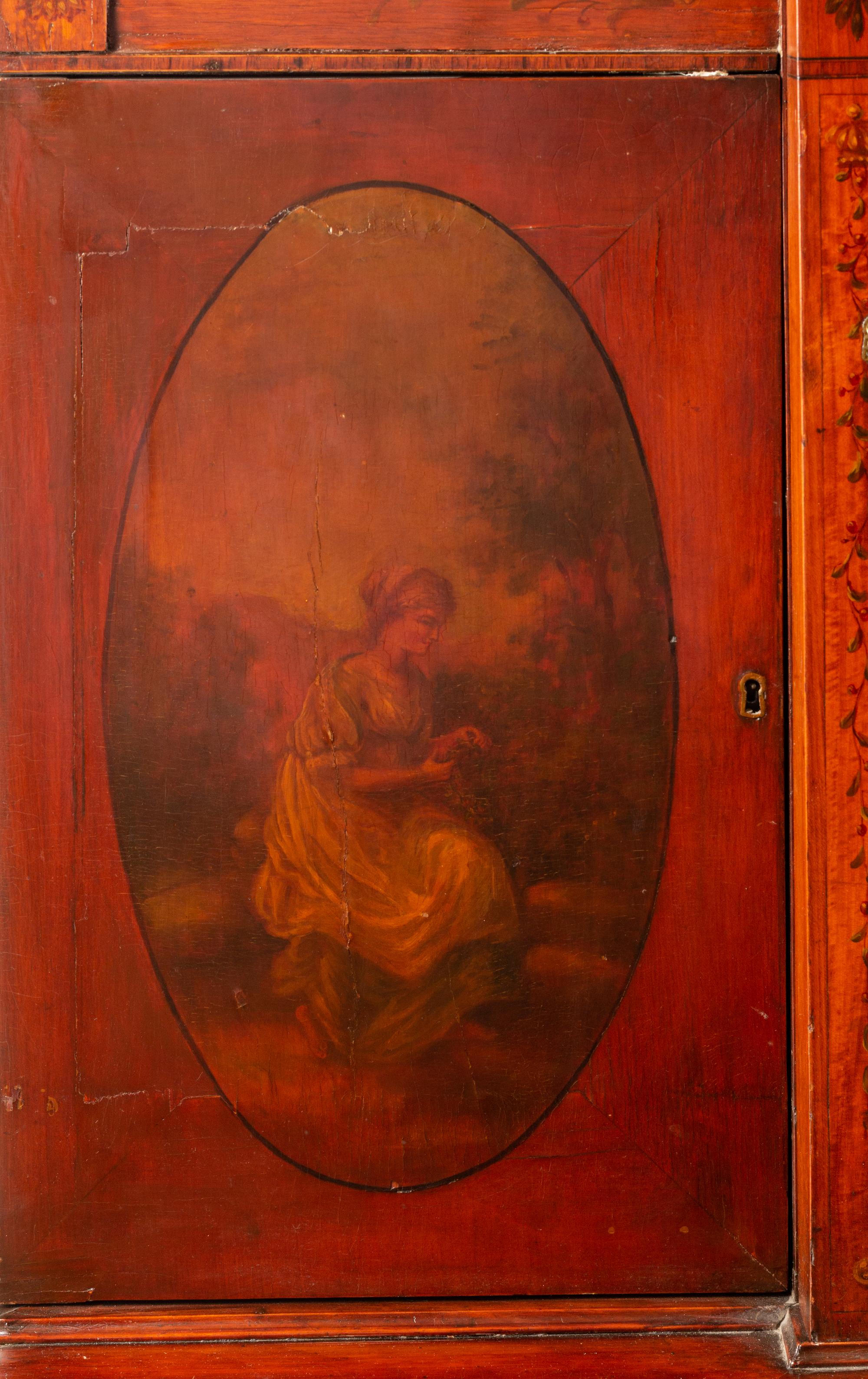 An Edwardian Painted Satinwood Vitrine Cabinet