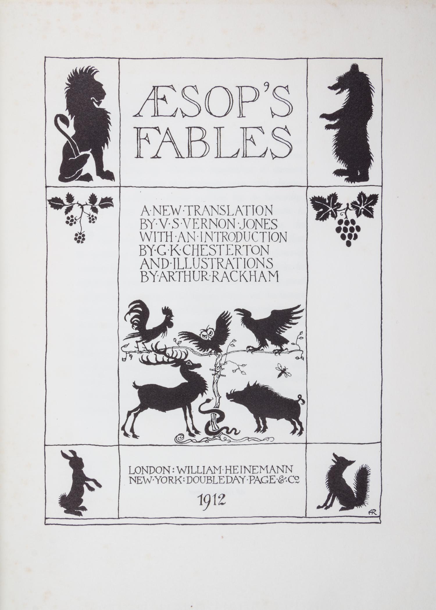 (WEITZ-COLEMAN; RACKHAM, ARTHUR) AESOP. Aesop's Fables. London, 1912. Finely bound by Herbie Weitz. Limited edition, signed.