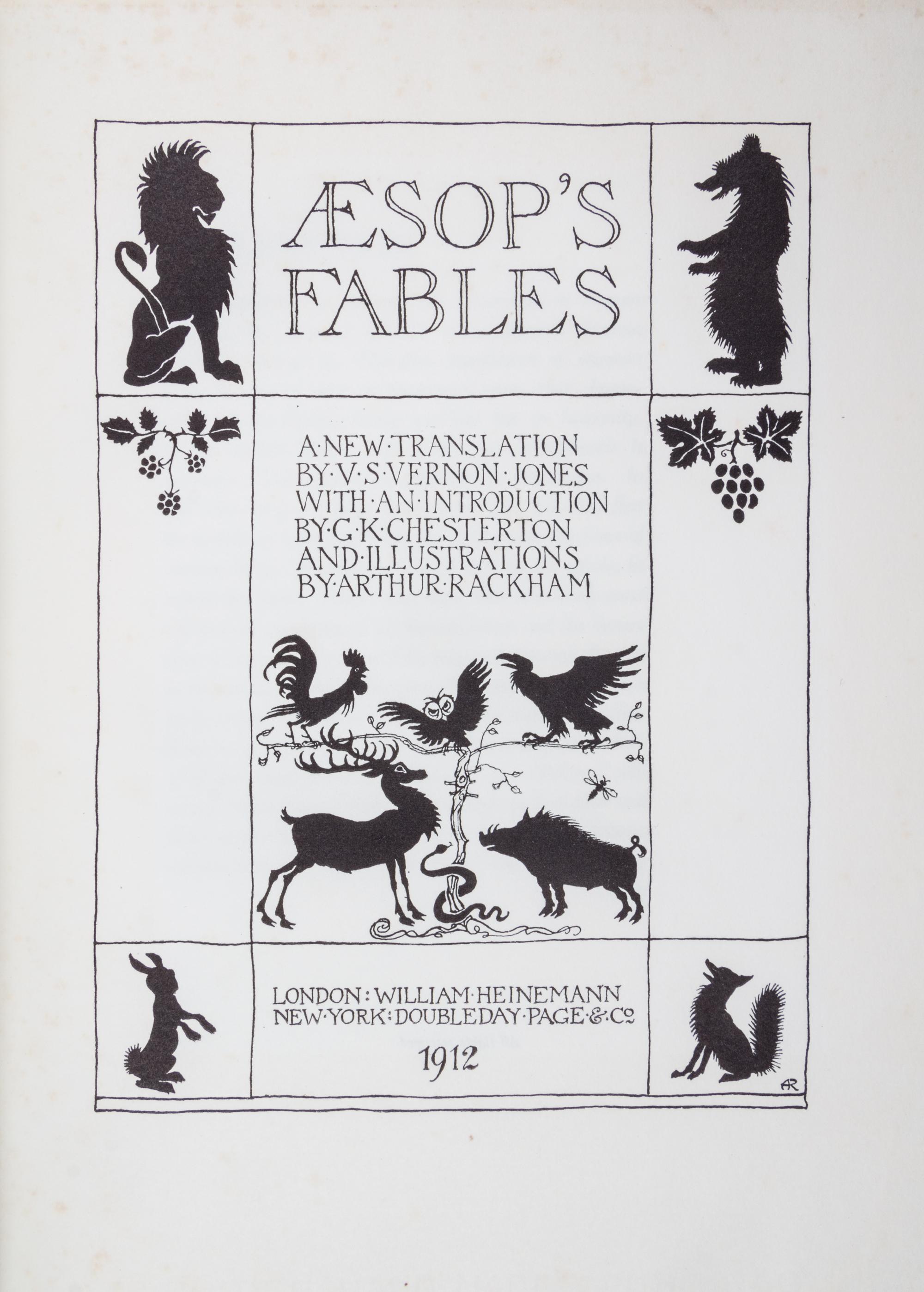 (WEITZ-COLEMAN; RACKHAM, ARTHUR) AESOP. Aesop's Fables. London, 1912. Finely bound by Herbie Weitz. Limited edition, signed.
