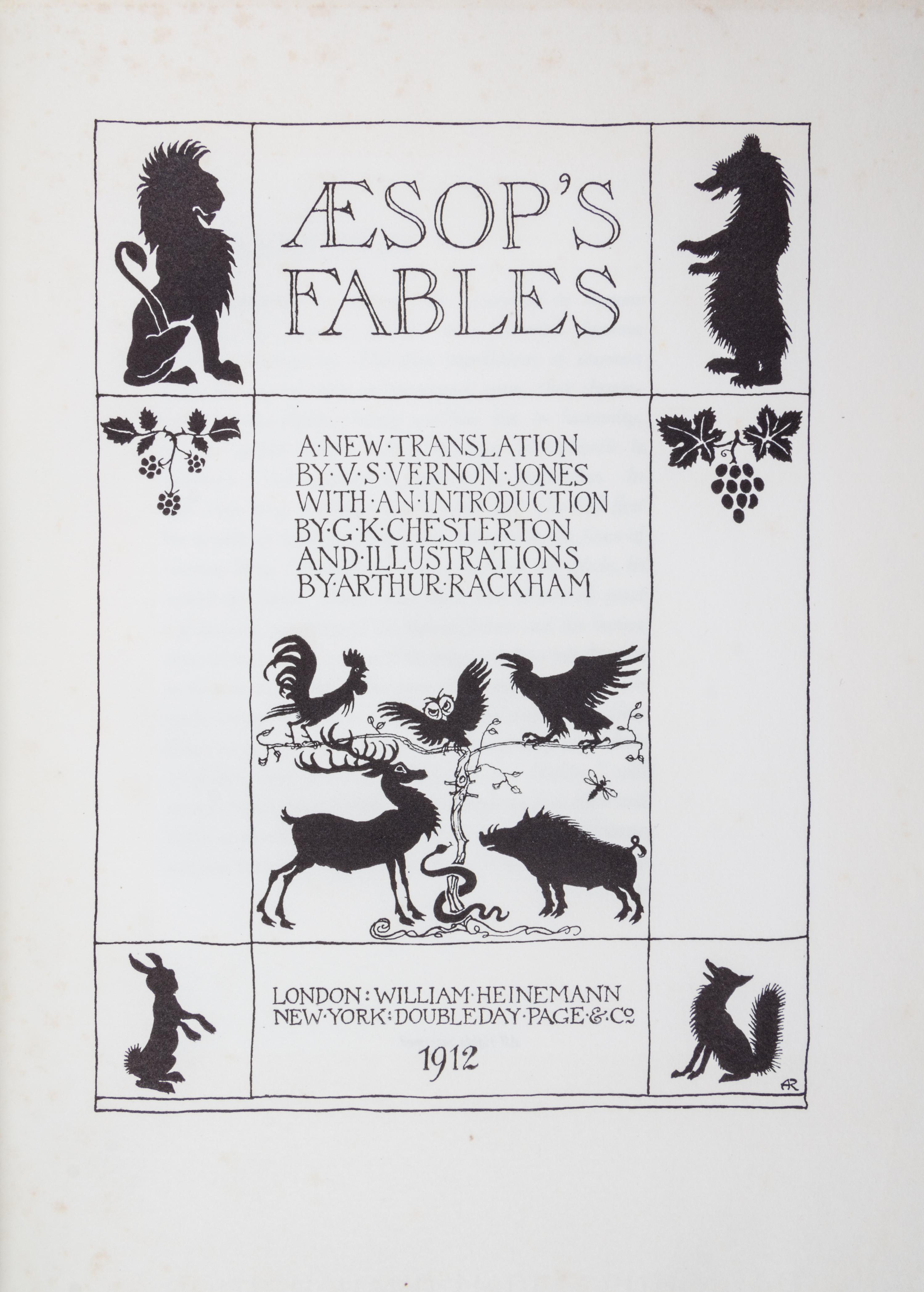(WEITZ-COLEMAN; RACKHAM, ARTHUR) AESOP. Aesop's Fables. London, 1912. Finely bound by Herbie Weitz. Limited edition, signed.