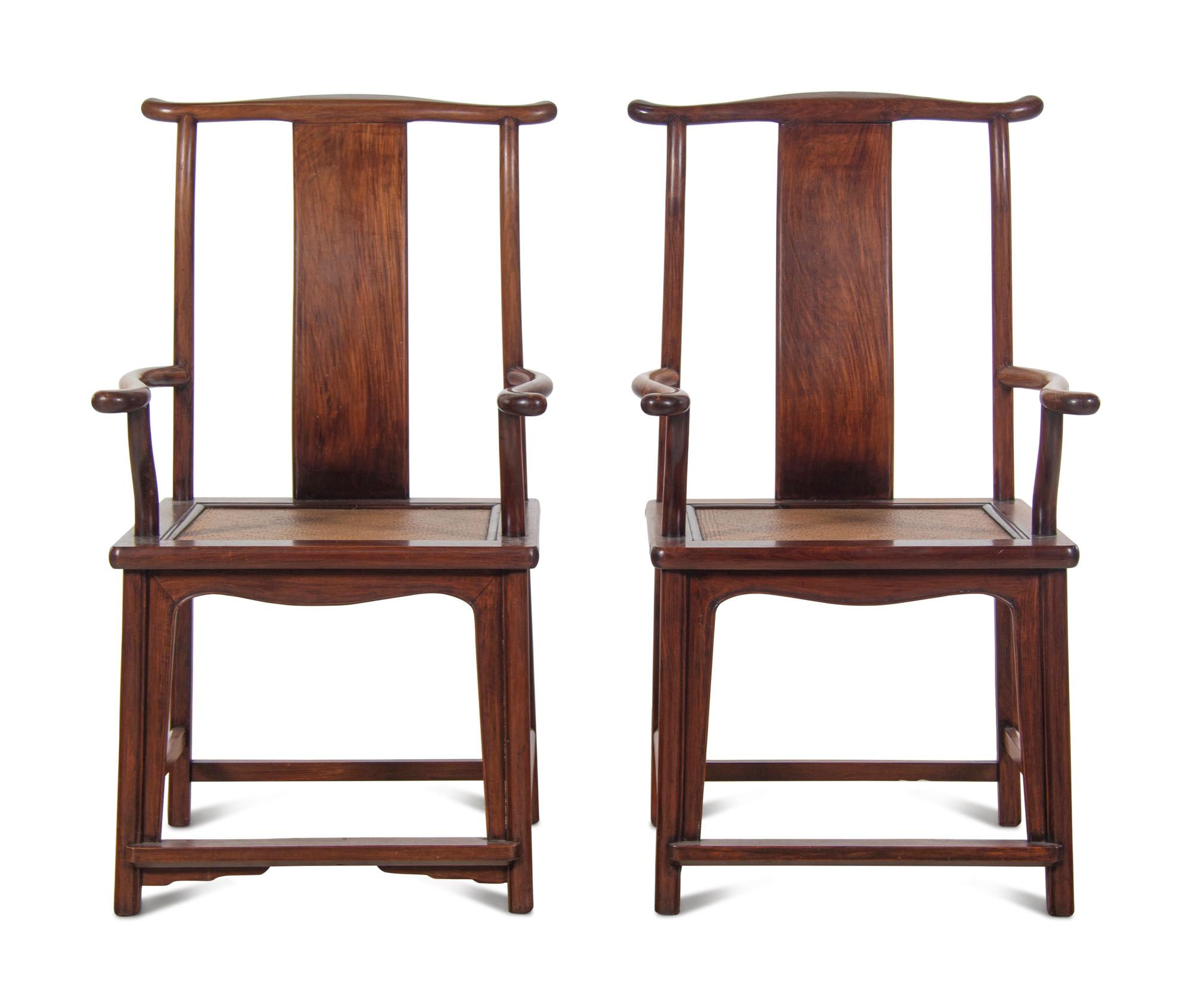 A Pair of Huanghuali Official's Hat Chairs, Sichutouguanmaoyi