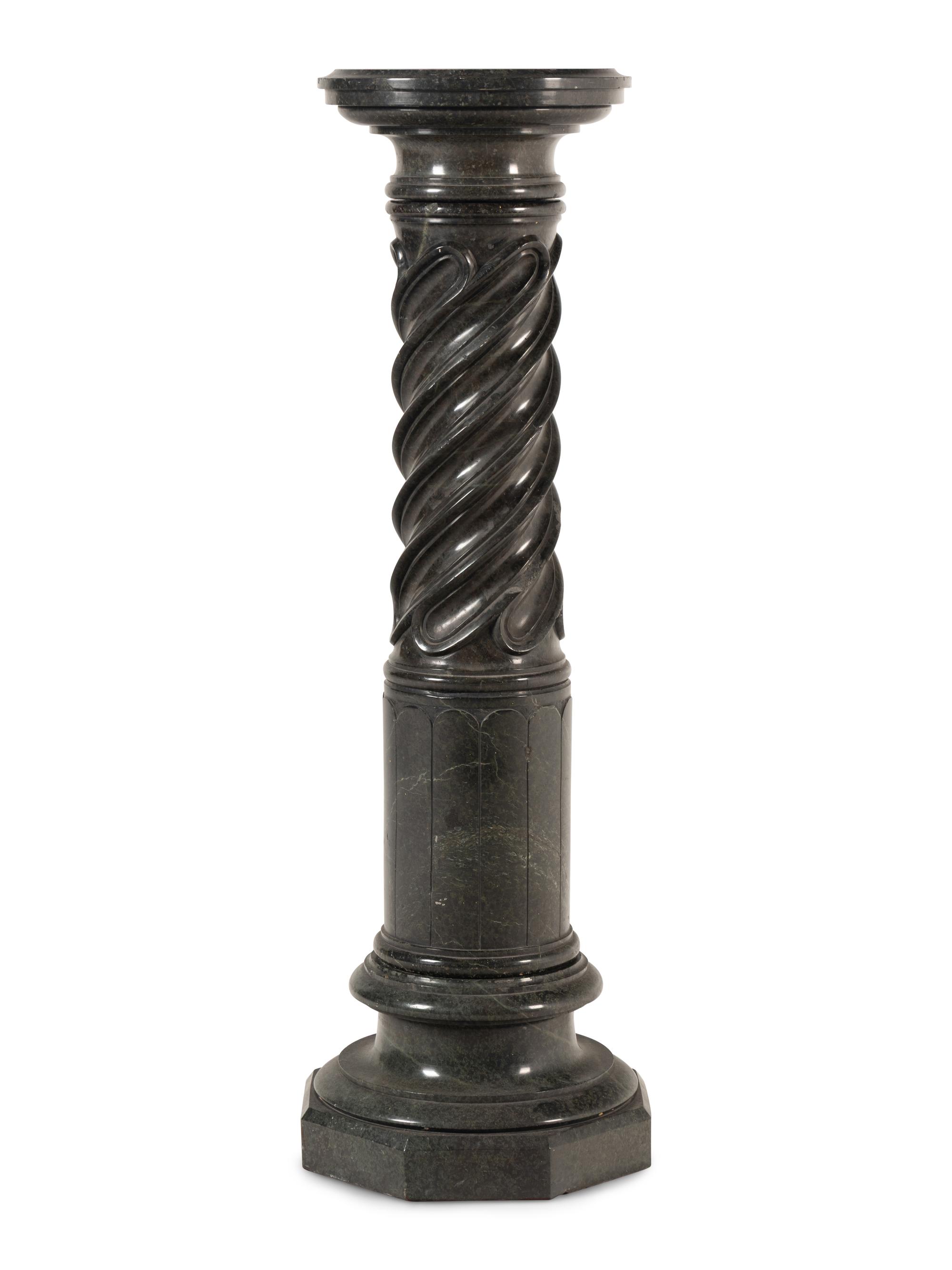A Continental Carved Marble Pedestal