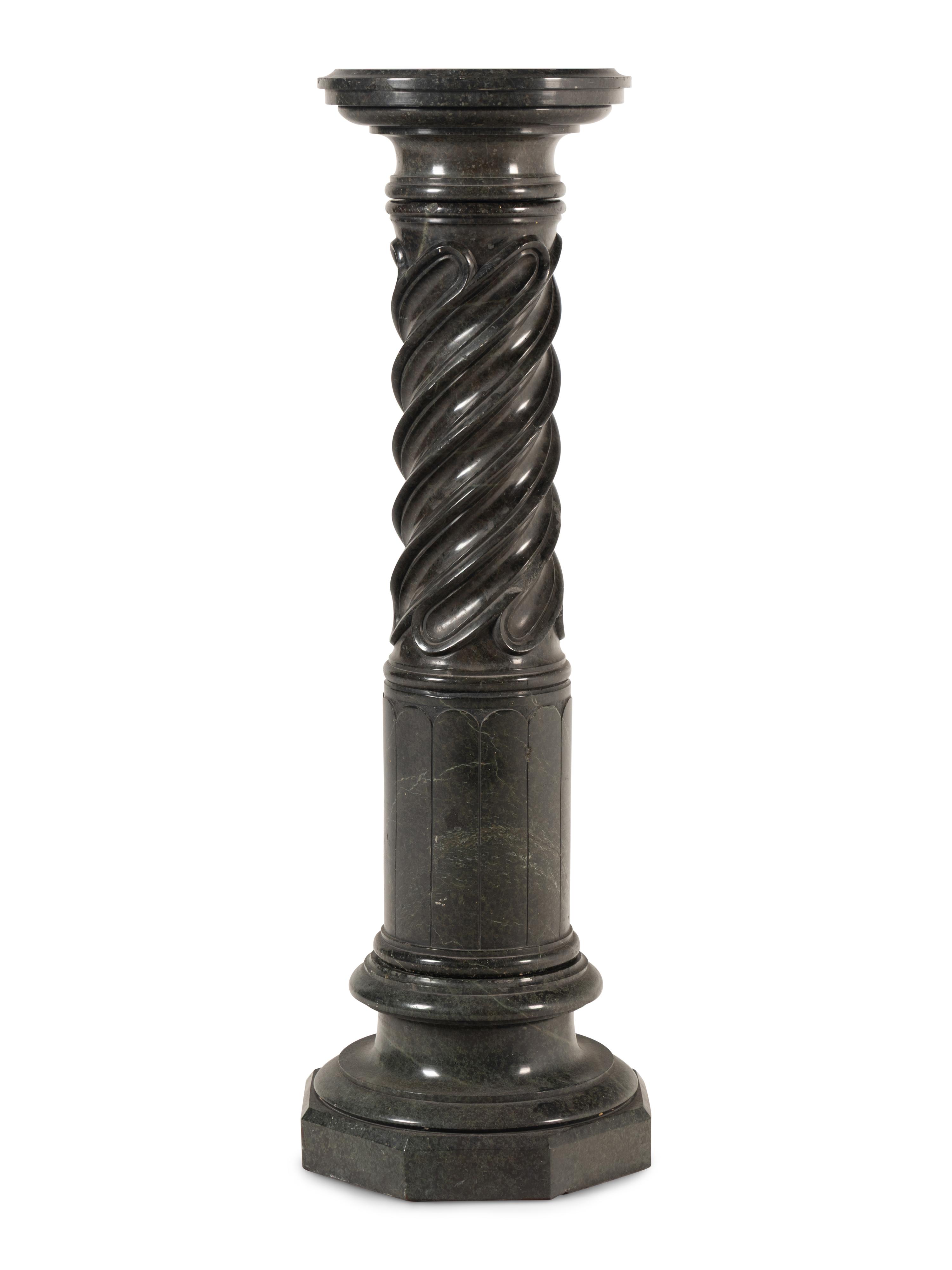 A Continental Carved Marble Pedestal