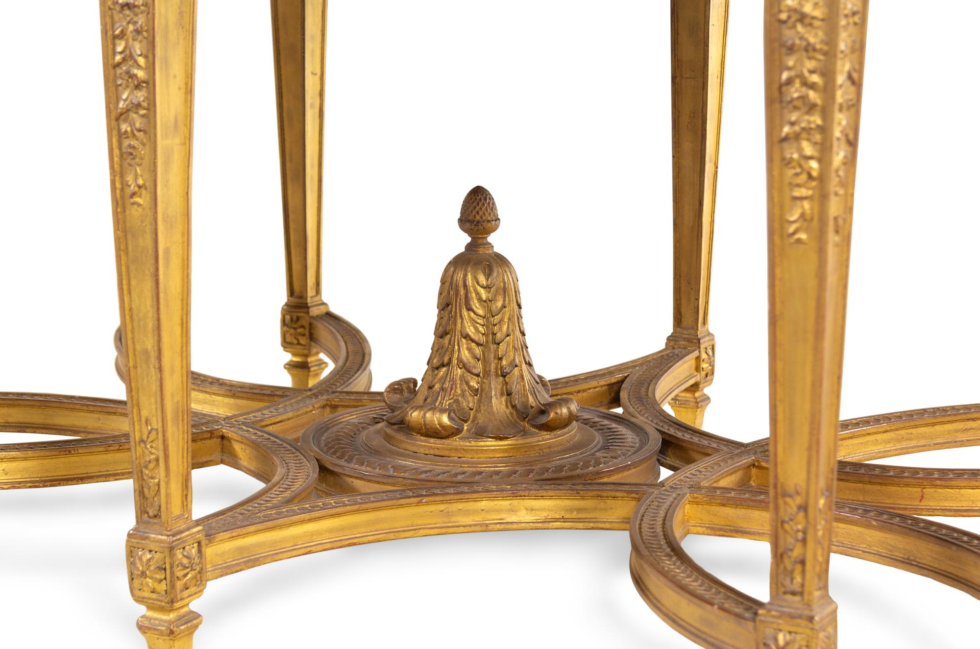 A Louis XVI Style Carved Giltwood Center Table