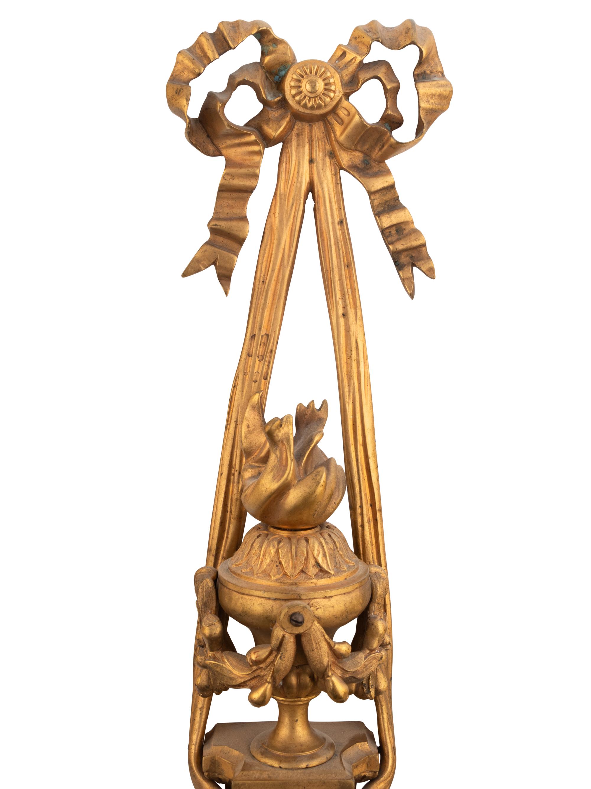 A Pair of Louis XVI Style Gilt Bronze Three-Light Sconces