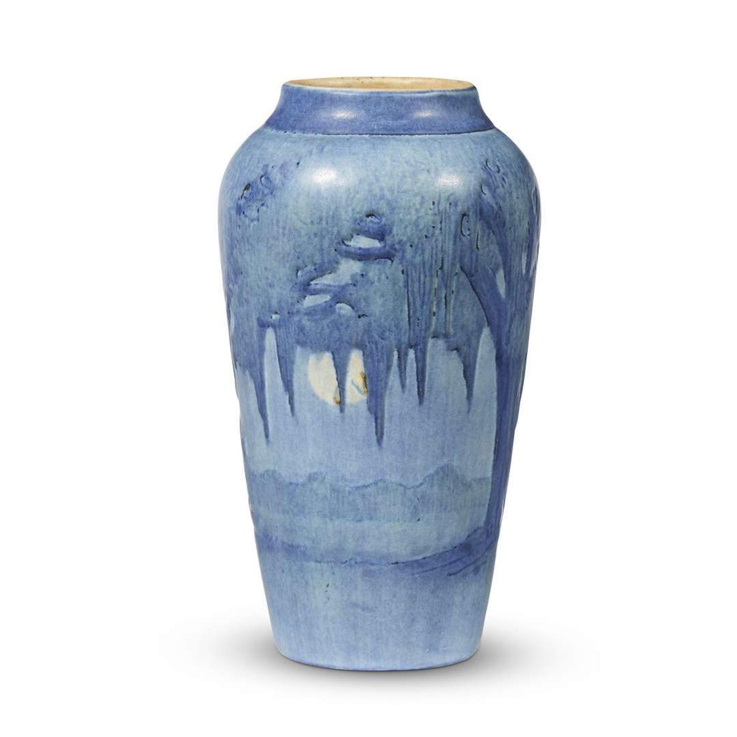 Anna Frances Simpson for Newcomb College Pottery scenic landscape vase, new orleans, louisiana, 1926