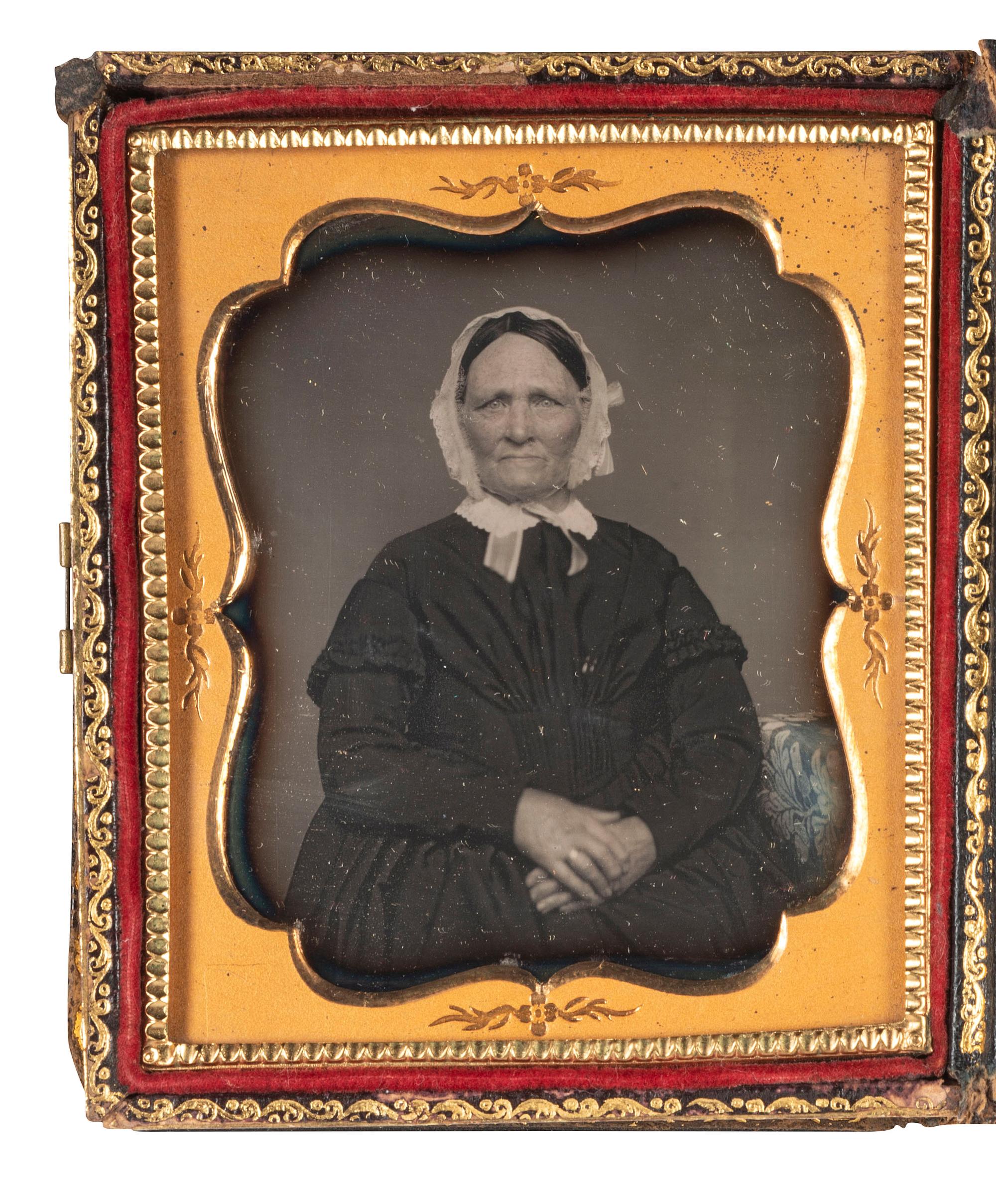 [EARLY PHOTOGRAPHY]. A pair of daguerreotypes featuring an identified War of 1812 surgeon and his wife.