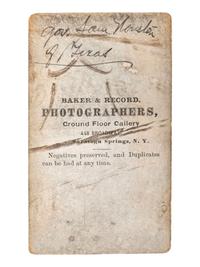 [WESTERN AMERICANA] -- [HOUSTON, Sam (1793-1863)]. BAKER & RECORD, photographers. Period copy CDV of Sam Houston. Saratoga Springs, NY.