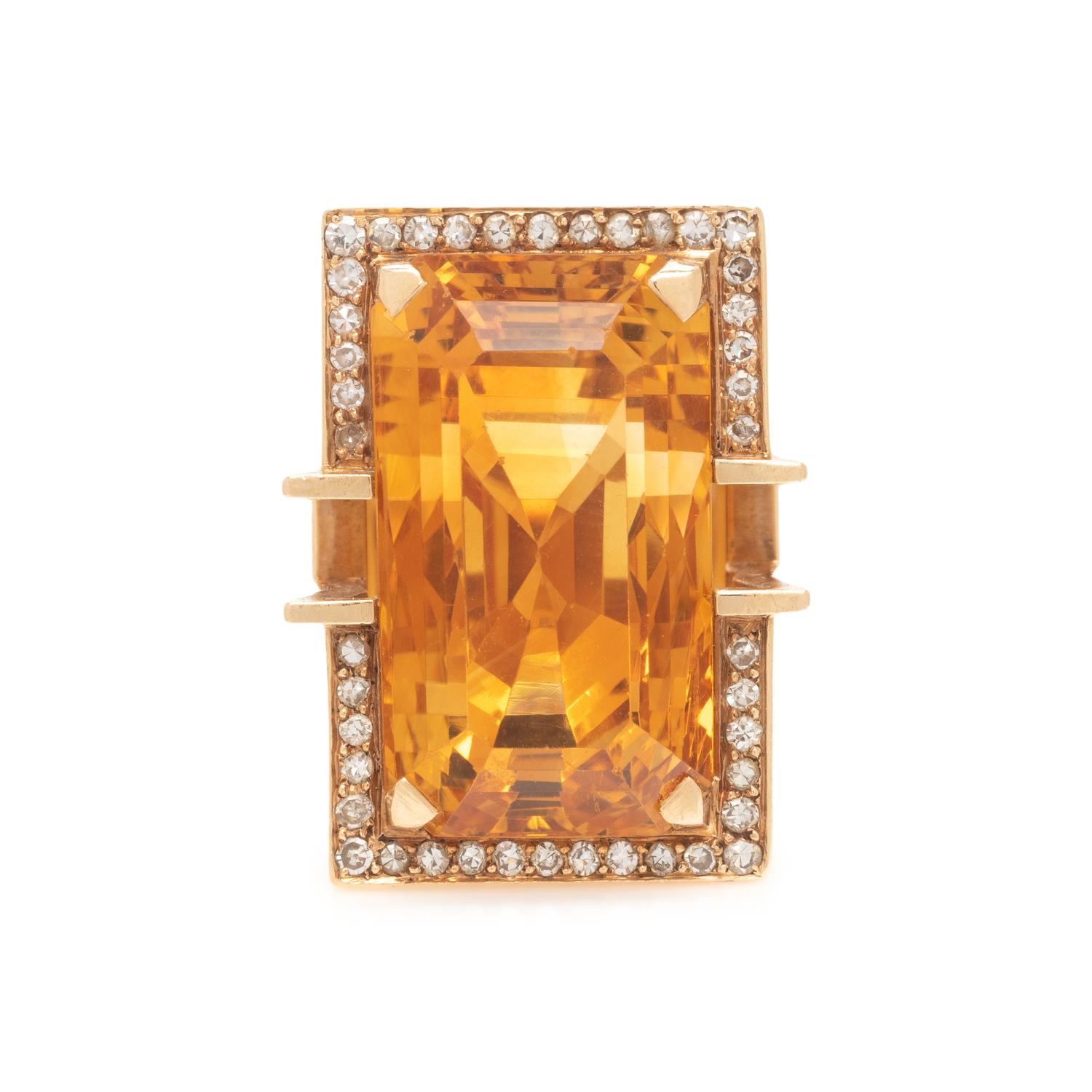 CITRINE AND DIAMOND RING